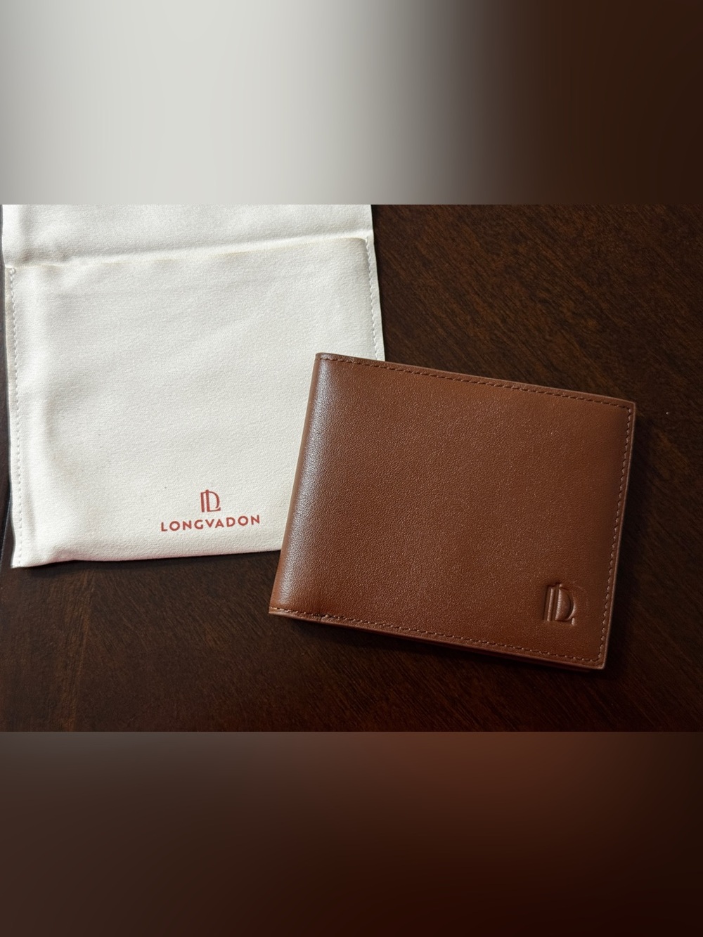 Longvadon 1407 Short Wallet 8CC Cognac Brown Soft Leather Bifold Wallet